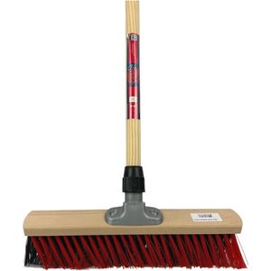 Synx Tools X Bezem 40cm Rood/Zwart- Straatbezem / Stadsbezem - Veger - Bezem - Buitenbezem - Met 150cm steel