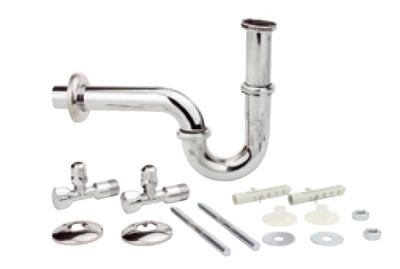 Kirchhoff Sifon voor wastafelsifons, 1 1/4" x 32 mm, met montage en 2x haakse-kraan - 98800104
