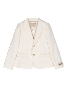 Gucci Kids blazer en soie à simple boutonnage - Blanc