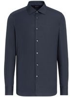 Zegna chemise en coton à manches longues - Bleu