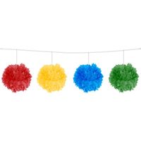 3x stuks Feestslinger met gekleurde pompoms van 3 meter