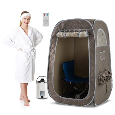 Draagbare Stoomsauna Thuis Sauna voor 1-2 Personen met 3 Liter Stoomgenerator 89 x 89 x 149 cm Grijs