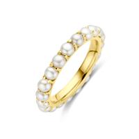 14k Geelgouden Ring met Zoetwaterparels - Tijdloze Elegantie in een verfijnd ontwerp