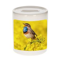 Dieren foto spaarpot blauwborst vogel 9 cm - vogels spaarpotten jongens en meisjes - thumbnail