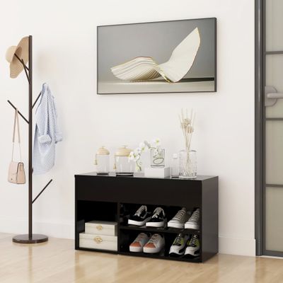 VidaXL Schoenenbank 80x30x45 cm bewerkt hout zwart