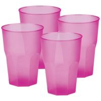 Drinkglazen frosted - fuchsia roze - 24x - 300 ml - onbreekbaar kunststof - Feest/cocktailglas Drinkglazen frosted - fuchsia roze - 24x - 300 ml - onbreekbaar kunststof - Feest/cocktailglas