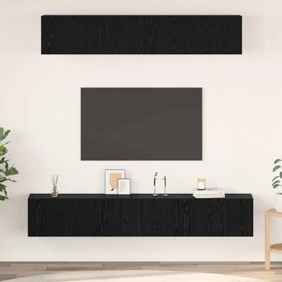 Tv-meubelset 5 pcs Zwart eiken 80 x 30 x 30 cm Bewerkt hout