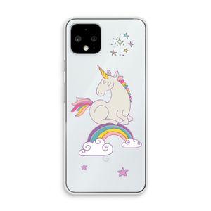 Regenboog eenhoorn: Pixel 4 Transparant Hoesje