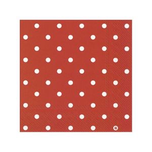20x Polka Dot 3-laags servetten rood met witte stippen 33 x 33 cm