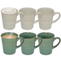 Secret de gourmet Koffiemokken - 6x stuks - 200 ml - kleuren gemixt