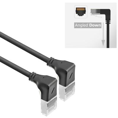 ACT DA5903 U/FTP CAT6A LSZH Slimline Patchkabel | RJ45 Connectoren 90° Haaks Beneden naar 90° Haaks Beneden | Zwart | 3 meter