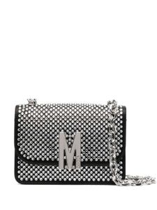 Moschino sac à bandoulière à ornements en cristal - Noir