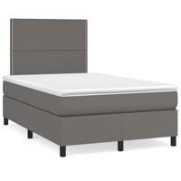 Boxspring met matras en LED kunstleer grijs 120x190 cm