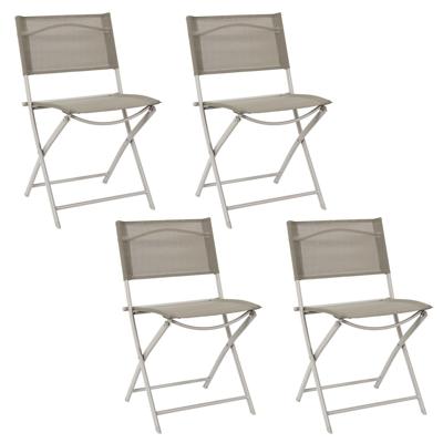 Home Deco Factory camping buiten klapstoel - 4x - aluminium - beige - L46 x B50 x H80 cm