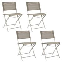 Home Deco Factory camping buiten klapstoel - 4x - aluminium - beige - L46 x B50 x H80 cm
