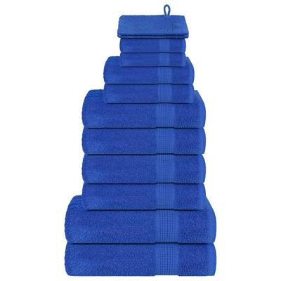 12-delige Handdoekenset 360 g/m 100% katoen blauw