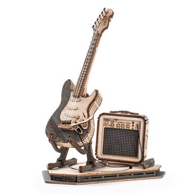 3D Modelbouwpakket Robotime 3D Houten Puzzel Electric Guitar