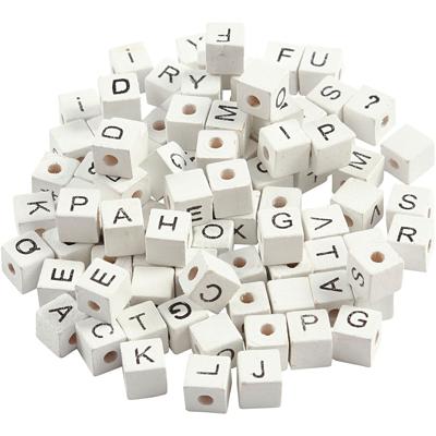 Creativ Company Letterkralen, a-z, &, #, ? en blanco, afm 8x8 mm, gatgrootte 3 mm, wit, 96 div/ 1 doos