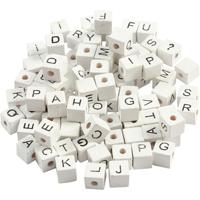 Creativ Company Letterkralen, a-z, &, #, ? en blanco, afm 8x8 mm, gatgrootte 3 mm, wit, 96 div/ 1 doos