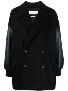 Alexander McQueen veste croisée à bords en cuir - Noir