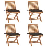 Tuinstoelen 4 st inklapbaar met kussens massief teakhout