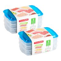 Vleeswaren bewaarbakjes - 2x - transparant/blauw - 24 x 16 x 10 cm - 3 lagen - broodbeleg vershouddo