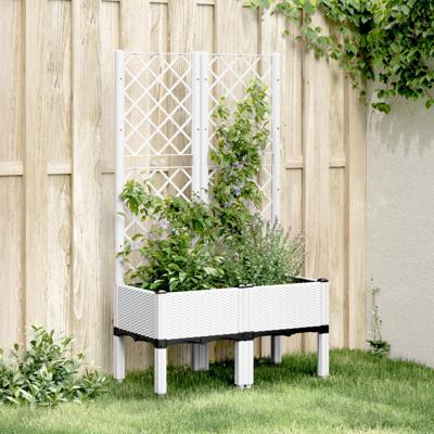 VidaXL Plantenbak met latwerk 80x40x142 cm polypropeen wit