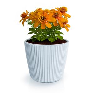 Plantenpot/bloempot Buckingham - buiten/binnen - kunststof - lichtgrijs - D34 x H30 cm