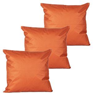 Buitenkussens - 3x - oranje - 60 x 60 cm - binnen/buiten