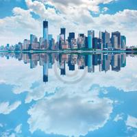 Kunstdruk Shutterstock - Lower Manhatten Skyline 70x70cm
