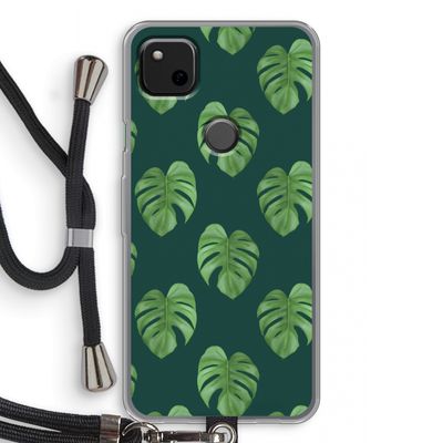 Monstera leaves: Pixel 4a Transparant Hoesje met koord