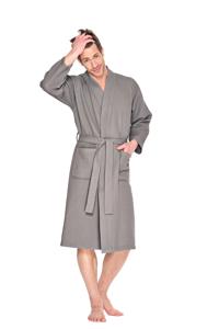 Wafel kimono badjas taupe - katoen - Badrock SPA