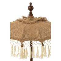 J-Line parasol Kwast + Voet - jute|hout - beige|wit - small - thumbnail