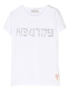 Golden Goose Kids t-shirt à ornements en cristal - Blanc