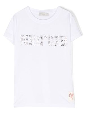 Golden Goose Kids t-shirt à ornements en cristal - Blanc