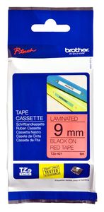 TZe-421  - Labelling tape 9mm red / black TZe-421