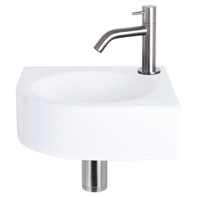 Differnz Cleo fonteinset keramiek - kraan gebogen - 30 x 30 x 10 cm - mat chroom