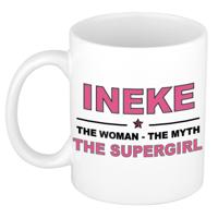 Ineke cadeau mok - Woman Myth Supergirl - naam koffiemok - 300 ml - collega - moederdag