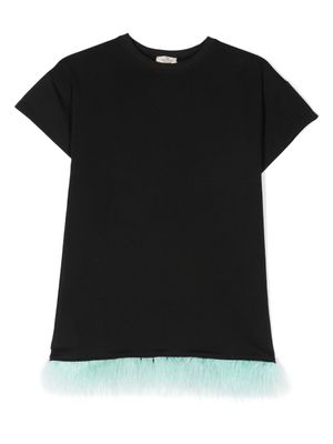Andorine robe en coton biologique à plumes - Noir