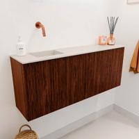 Toiletmeubel Mondiaz Joya Dlux | 100 cm | Meubelkleur Ruby | Faye wastafel Meli Wasbak Links | Zonder kraangat(en)