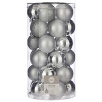 30x Kunststof kerstballen zilver 6 cm   - - thumbnail