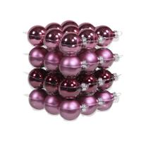 Kleine kerstballen - 36x st - cherry roze - D4 cm - glas - kerstversiering