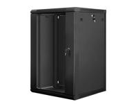 Lanberg wandinbouw rack kast 19'' 18U 600x600mm zwart (glazen deur)