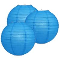 Luxe bol feest lampion - 5x - blauw - dia 25 cm - papier