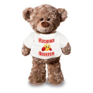 Afscheidscadeau collega - teddybeer - grappig - fucking quitter - 24 cm