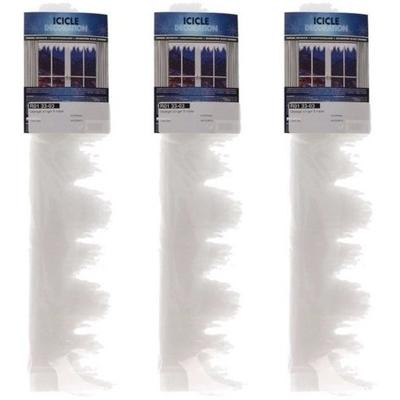 IJspegel slinger - 3x - wit - 5 meter - H13 cm - polyester - sneeuw versiering IJspegel slinger - 3x - wit - 5 meter - H13 cm - polyester - sneeuw versiering