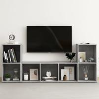 3-delige Tv-meubelset bewerkt hout betongrijs