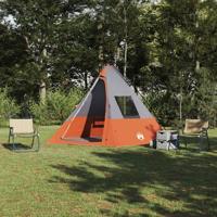 VidaXL Tipi tent met dak grijs en oranje 383 x 338 x 217 cm taft