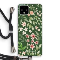 Botanical green sweet flower heaven: Pixel 4 Transparant Hoesje met koord
