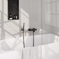 Brauer Black Edition Badkraan - douchegarnituur - handdouche staaf 1 stand - gladde knop - mat zwart 5-S-232
